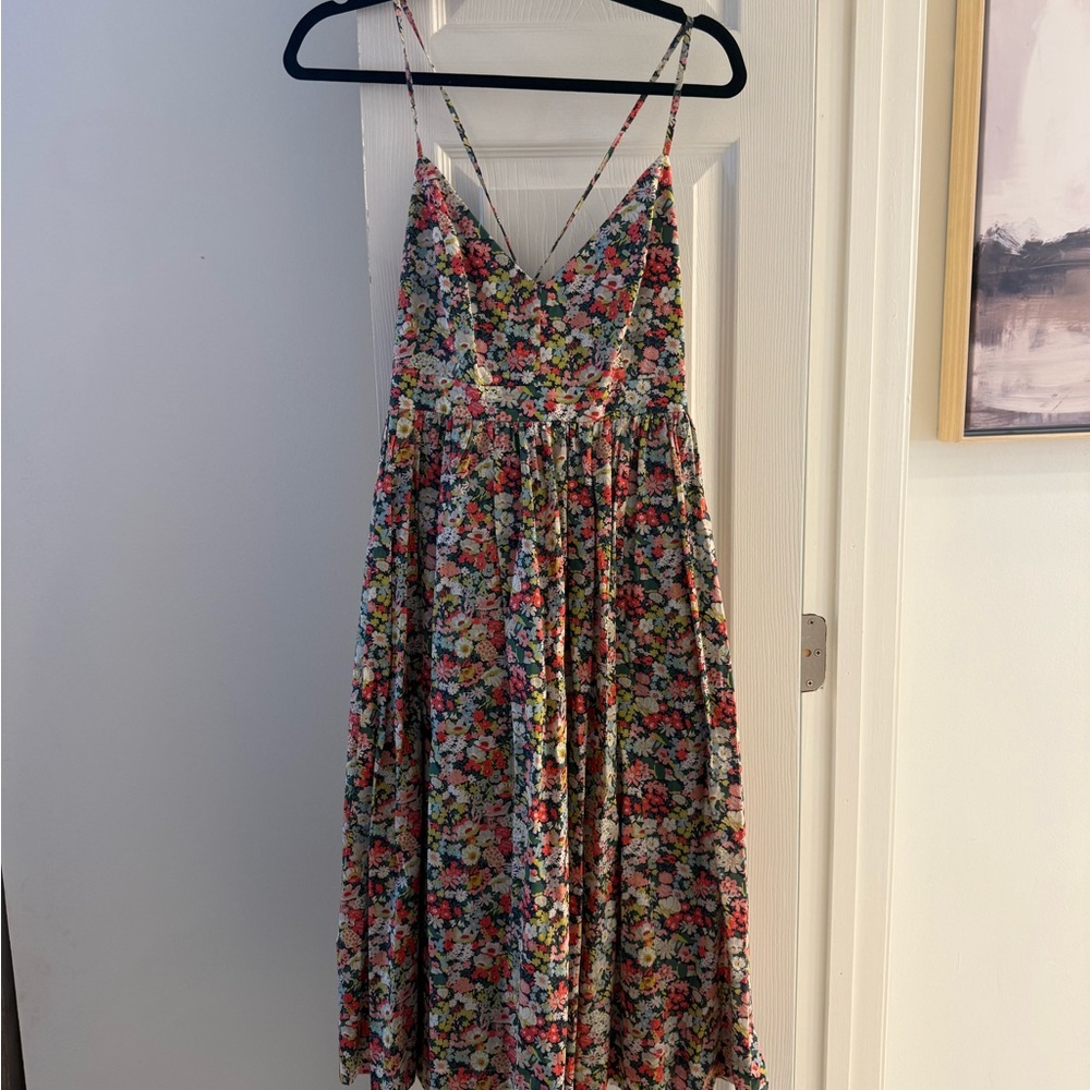 J. Crew Multicolor Floral Midi Dress